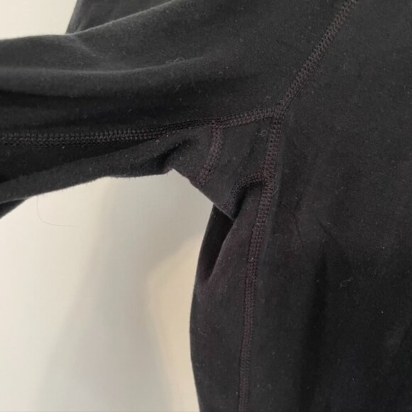 CHAMPION Solid Black Blue Red Yellow Detail White Spellout Logo Cropped Leggings - Picture 6 of 9